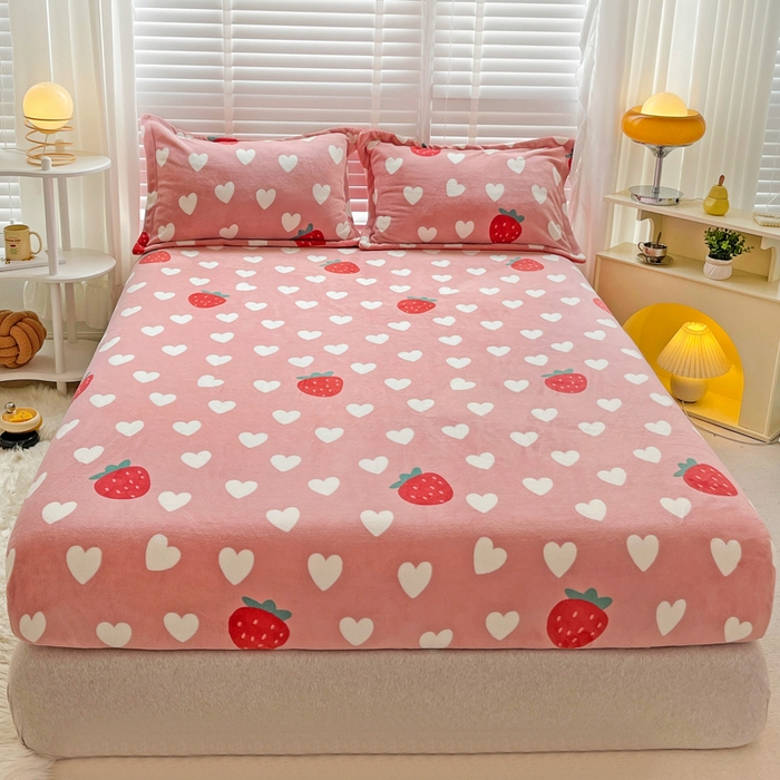 91家纺网 家纺一手货源 找家纺 （总）金盛纺 2025新款高克重牛奶绒印花系列单床笠(可定制)