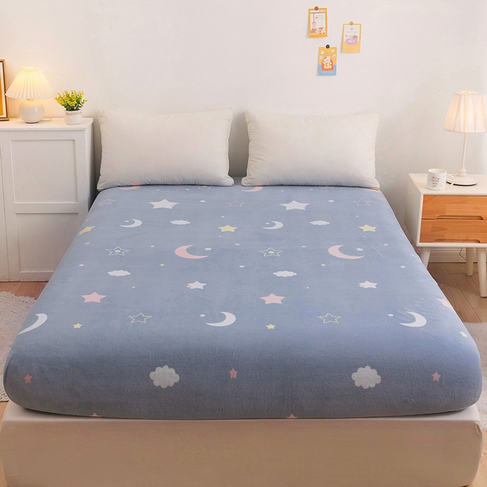 91家纺网 家纺一手货源 找家纺 （总）金盛纺 2025新款高克重牛奶绒印花系列单床笠(可定制)