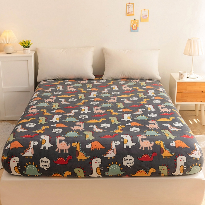 91家纺网 家纺一手货源 找家纺 （总）金盛纺 2025新款高克重牛奶绒印花系列单床笠(可定制)