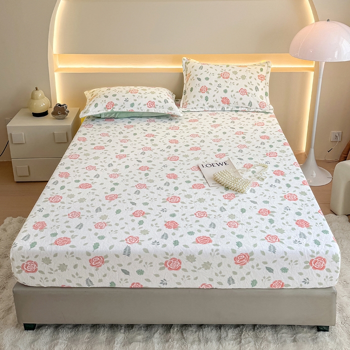 91家纺网 家纺一手货源 找家纺 （总）金盛纺 2025新款高克重牛奶绒印花系列单床笠(可定制)