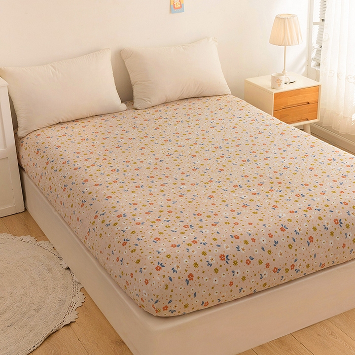 91家纺网 家纺一手货源 找家纺 金盛纺 2025新款高克重牛奶绒印花系列单床笠(可定制) 亦欢（粉）