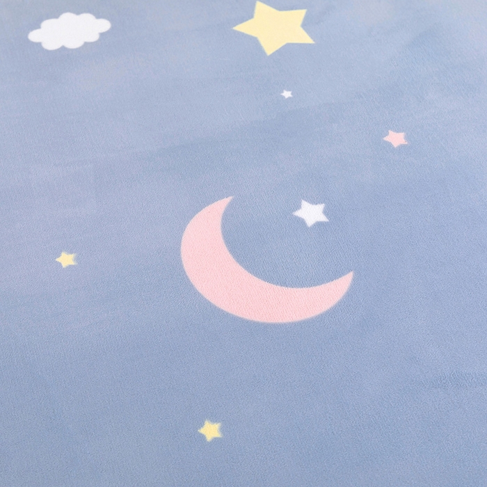 91家纺网 家纺一手货源 找家纺 金盛纺 2025新款高克重牛奶绒印花系列单床笠(可定制) 梦幻星空（蓝）