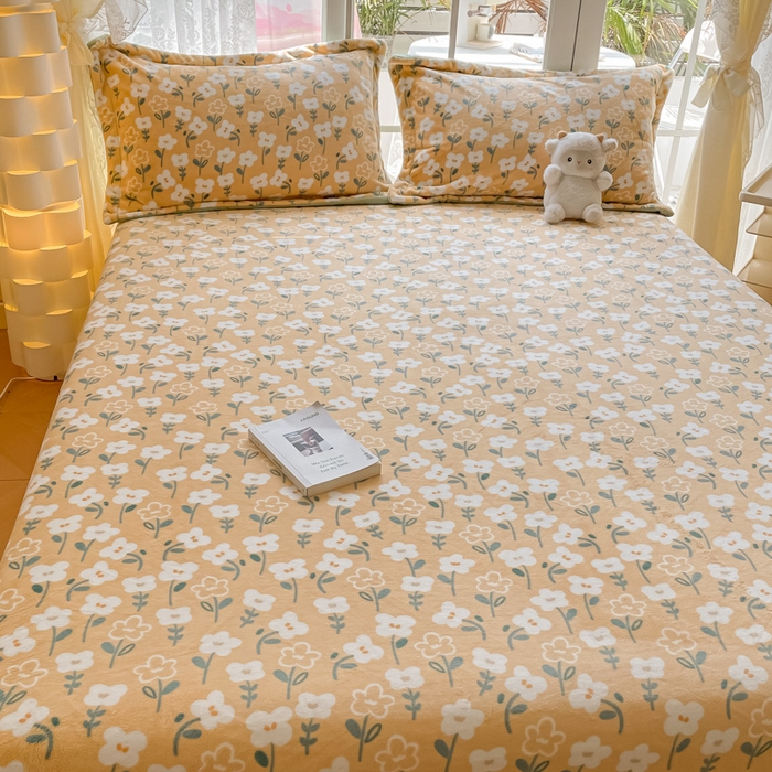 91家纺网 家纺一手货源 找家纺 金盛纺 2025新款高克重牛奶绒印花系列单床笠(可定制) 丽人花都