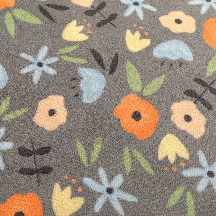 91家纺网 家纺一手货源 找家纺 金盛纺 2025新款高克重牛奶绒印花系列单床笠(可定制) 繁花（灰）