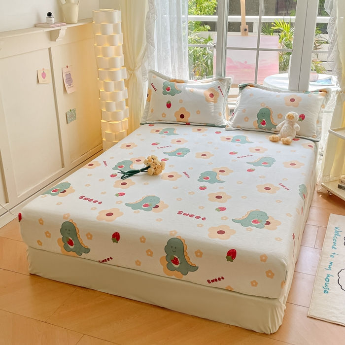 91家纺网 家纺一手货源 找家纺 金盛纺 2025新款高克重牛奶绒印花系列单床笠(可定制) 萌萌哒