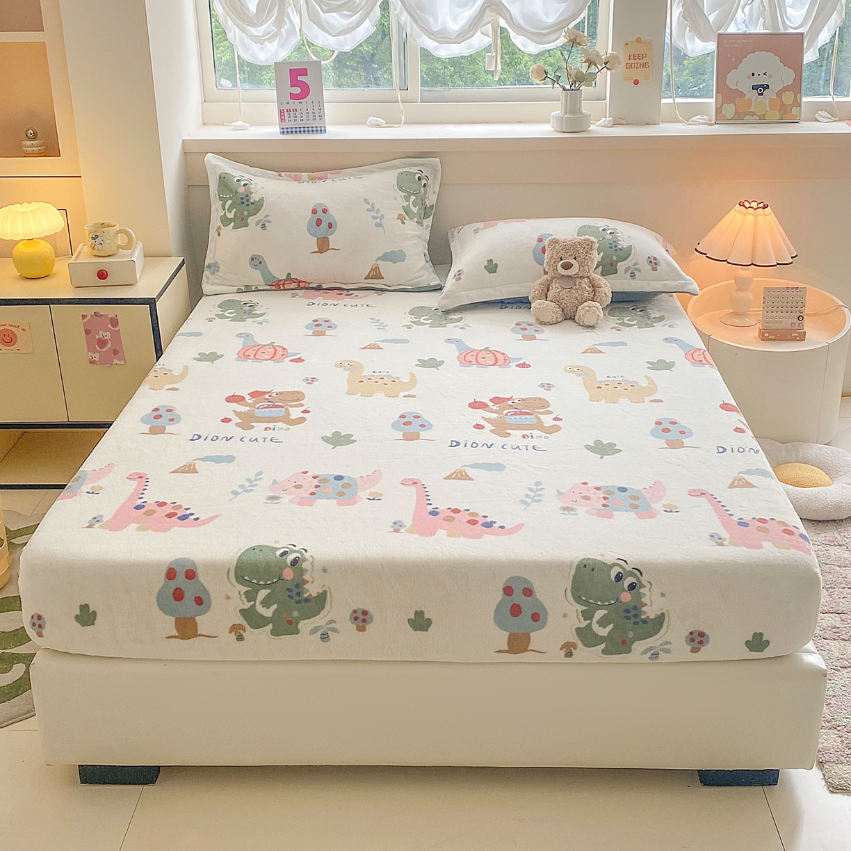 91家纺网 家纺一手货源 找家纺 （总）金盛纺 2025新款高克重牛奶绒印花系列单床笠(可定制)