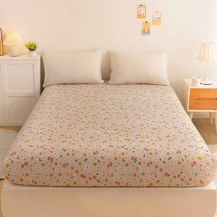 91家纺网 家纺一手货源 找家纺 金盛纺 2025新款高克重牛奶绒印花系列单床笠(可定制) 亦欢（粉）