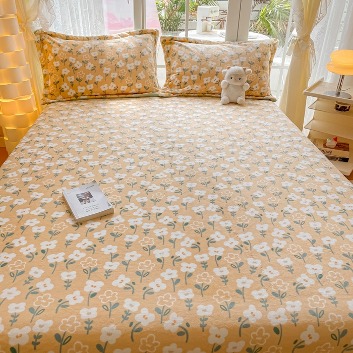 91家纺网 家纺一手货源 找家纺 金盛纺 2025新款高克重牛奶绒印花系列单床笠(可定制) 丽人花都