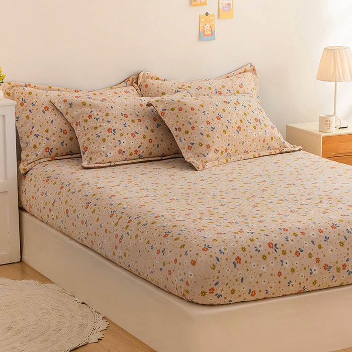 91家纺网 家纺一手货源 找家纺 金盛纺 2025新款高克重牛奶绒印花系列单床笠(可定制) 亦欢（粉）