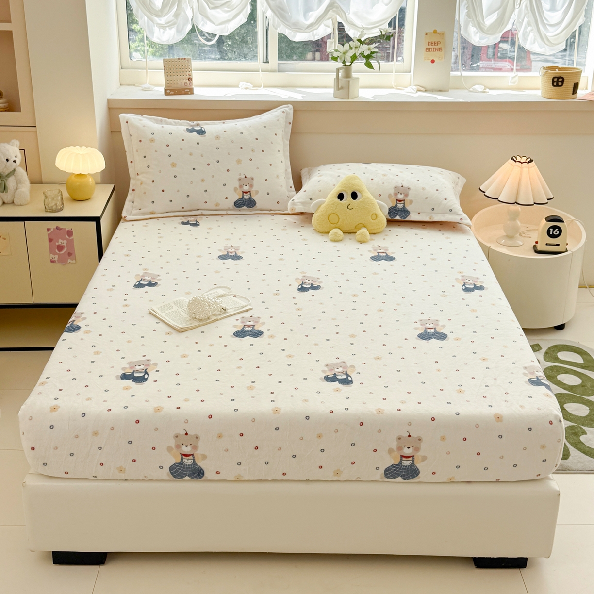 91家纺网 家纺一手货源 找家纺 （总）金盛纺 2025新款高克重牛奶绒印花系列单床笠(可定制)