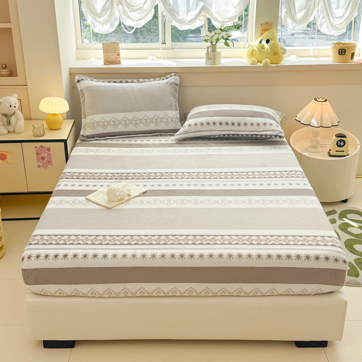 91家纺网 家纺一手货源 找家纺 （总）金盛纺 2025新款高克重牛奶绒印花系列单床笠(可定制)