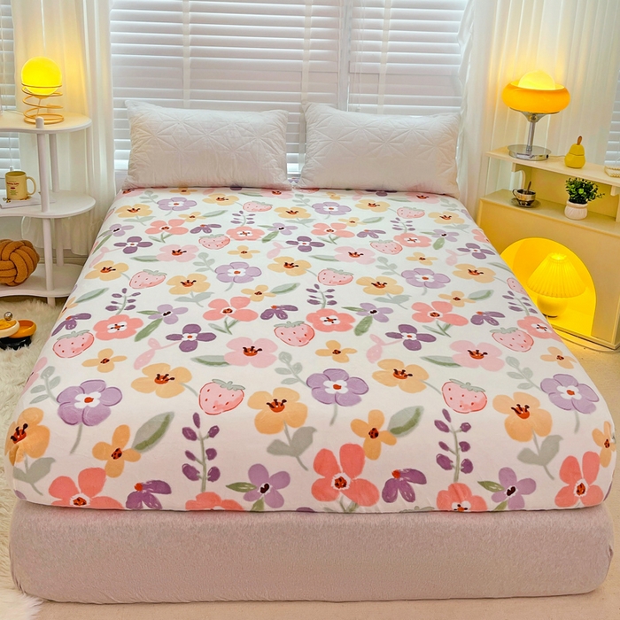 91家纺网 家纺一手货源 找家纺 金盛纺 2025新款高克重牛奶绒印花系列单床笠(可定制) 花香伊人