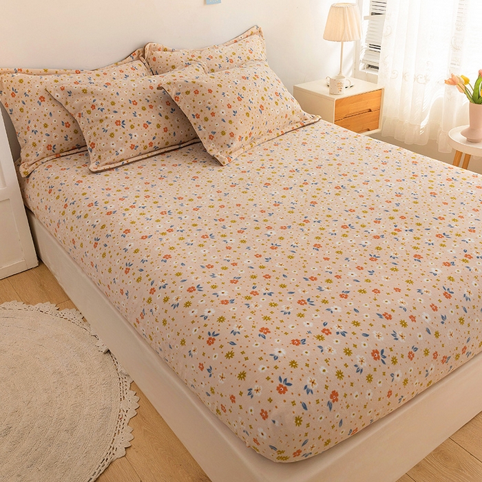 91家纺网 家纺一手货源 找家纺 金盛纺 2025新款高克重牛奶绒印花系列单床笠(可定制) 亦欢（粉）