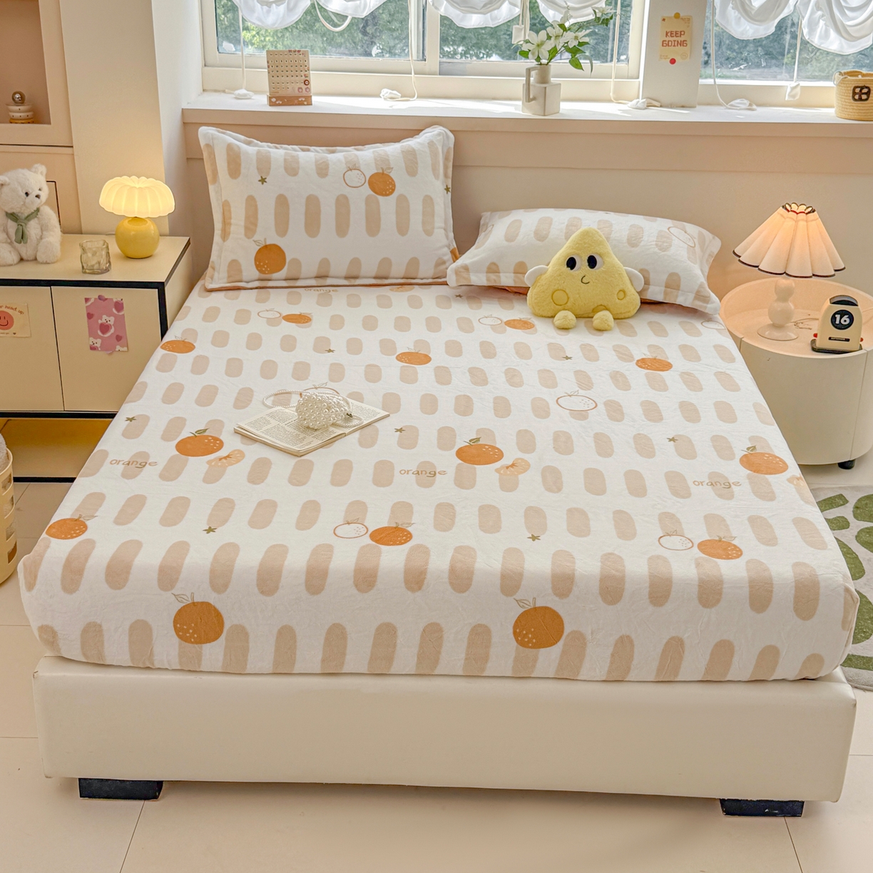 91家纺网 家纺一手货源 找家纺 （总）金盛纺 2025新款高克重牛奶绒印花系列单床笠(可定制)