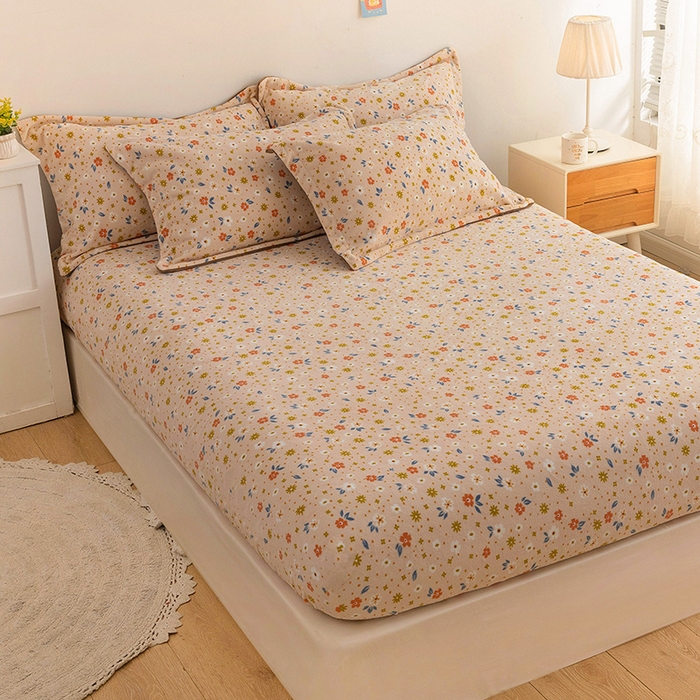 91家纺网 家纺一手货源 找家纺 金盛纺 2025新款高克重牛奶绒印花系列单床笠(可定制) 亦欢（粉）