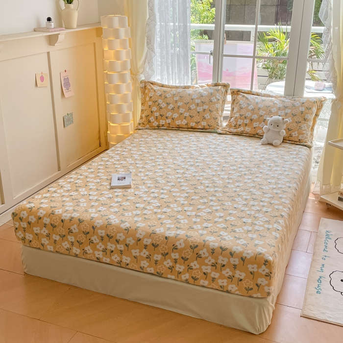 91家纺网 家纺一手货源 找家纺 金盛纺 2025新款高克重牛奶绒印花系列单床笠(可定制) 丽人花都