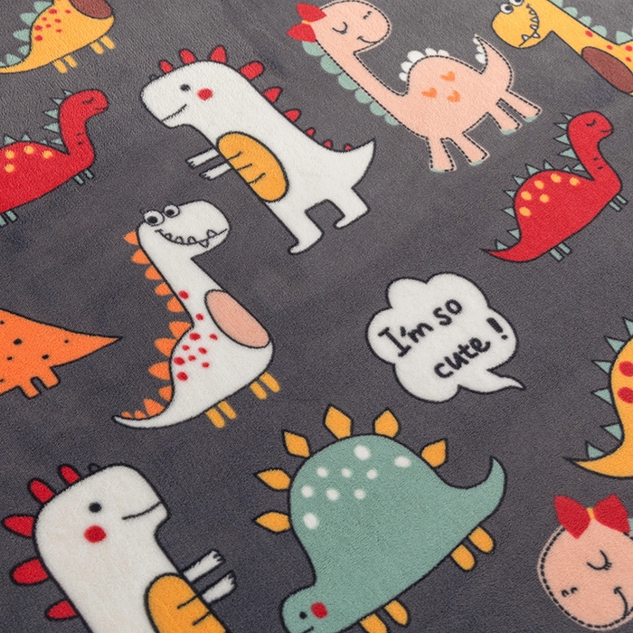 91家纺网 家纺一手货源 找家纺 金盛纺 2025新款高克重牛奶绒印花系列单床笠(可定制) 恐龙王国