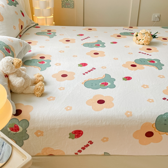 91家纺网 家纺一手货源 找家纺 金盛纺 2025新款高克重牛奶绒印花系列单床笠(可定制) 萌萌哒