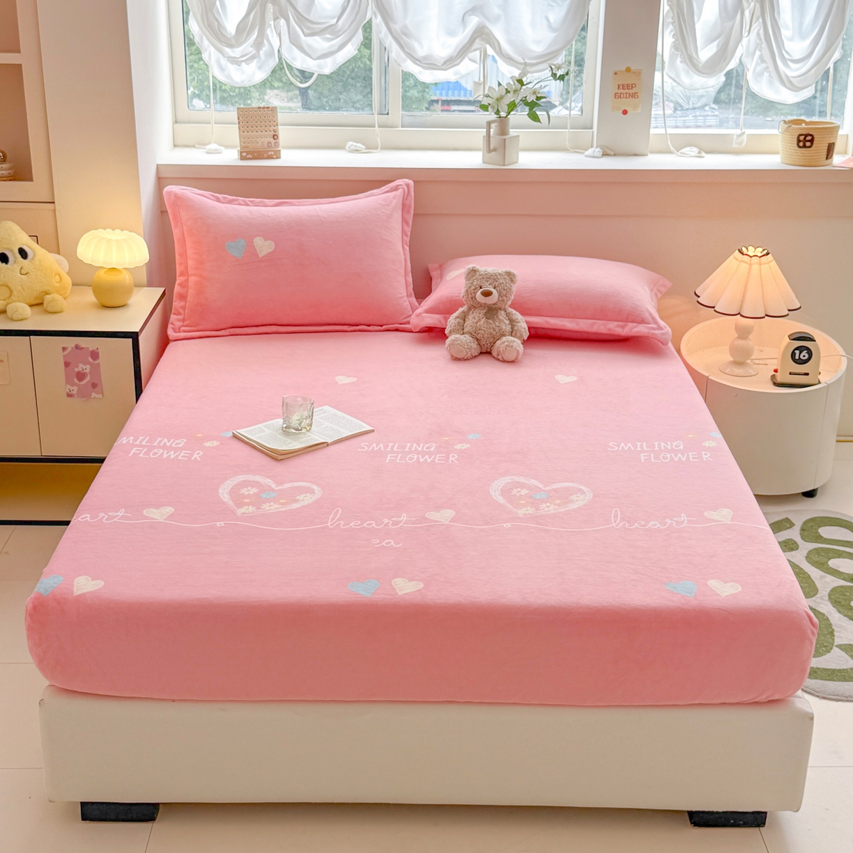 91家纺网 家纺一手货源 找家纺 （总）金盛纺 2025新款高克重牛奶绒印花系列单床笠(可定制)