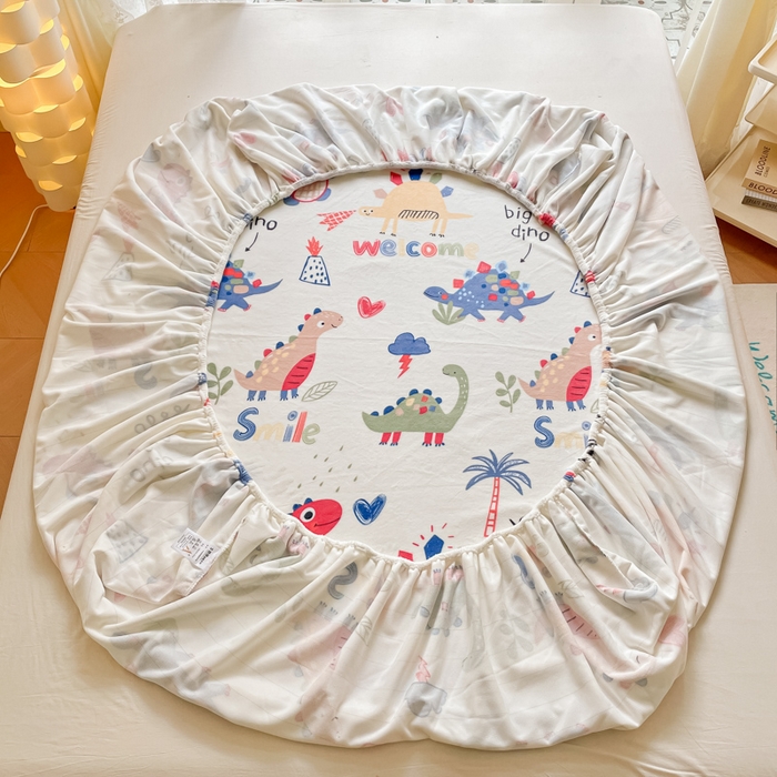 91家纺网 家纺一手货源 找家纺 金盛纺 2025新款高克重牛奶绒印花系列单床笠(可定制) 侏罗纪