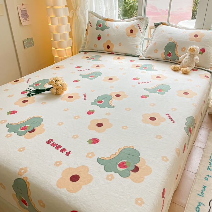 91家纺网 家纺一手货源 找家纺 金盛纺 2025新款高克重牛奶绒印花系列单床笠(可定制) 萌萌哒