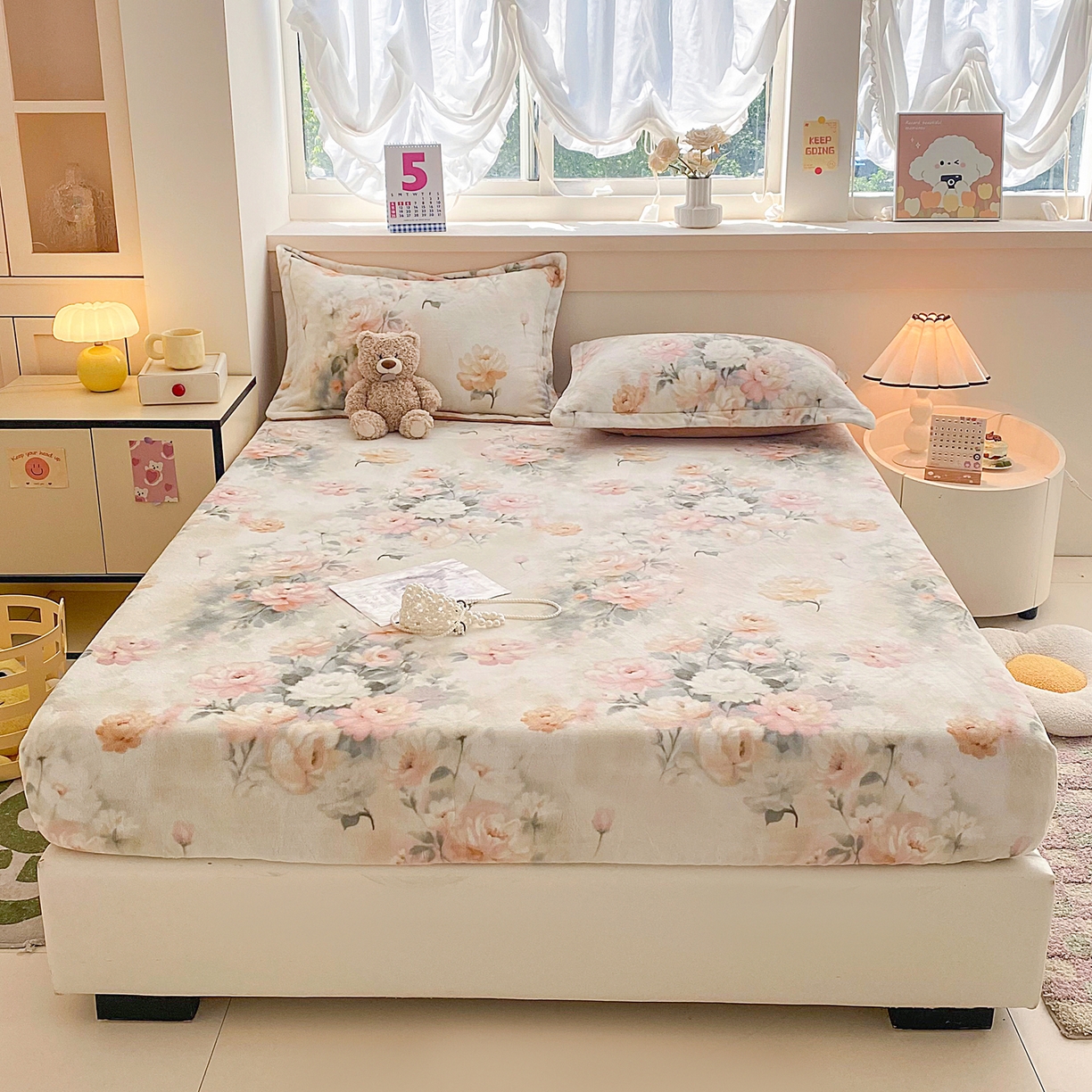 91家纺网 家纺一手货源 找家纺 （总）金盛纺 2025新款高克重牛奶绒印花系列单床笠(可定制)