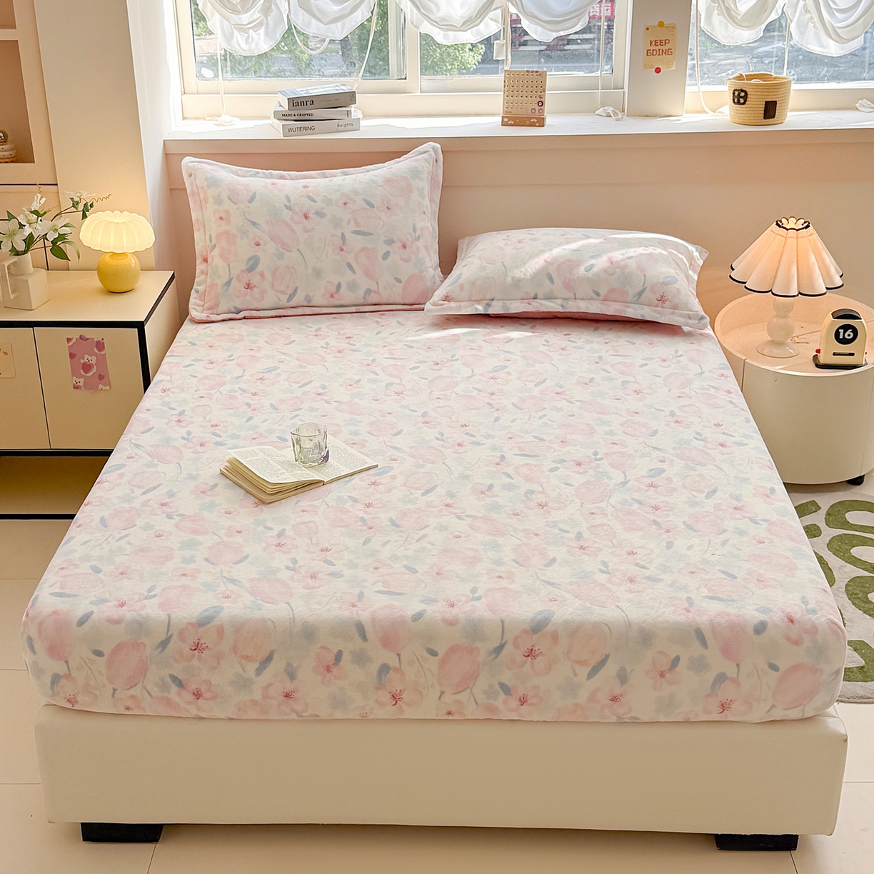 91家纺网 家纺一手货源 找家纺 （总）金盛纺 2025新款高克重牛奶绒印花系列单床笠(可定制)