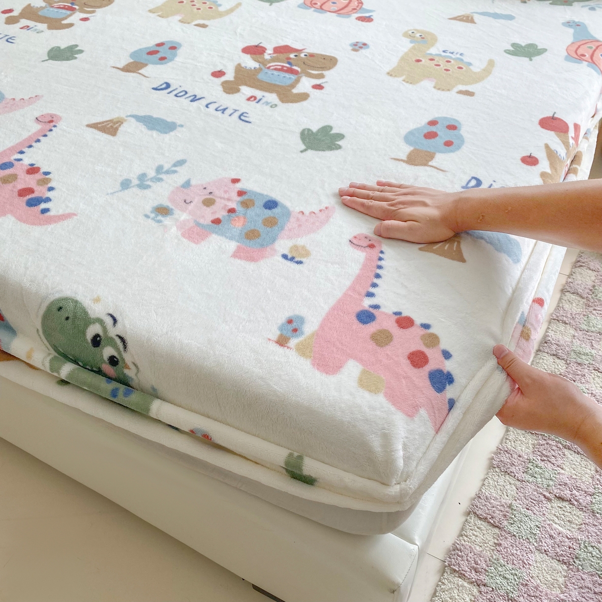 91家纺网 家纺一手货源 找家纺 金盛纺 2025新款高克重牛奶绒印花系列单床笠(可定制) 大宝贝