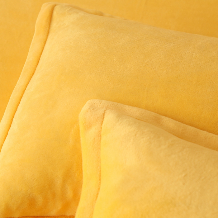 91家纺网 家纺一手货源 找家纺 优家居 2025秋冬高克重牛奶绒四件套纯色简约日式风床单款被套 奶酪黄