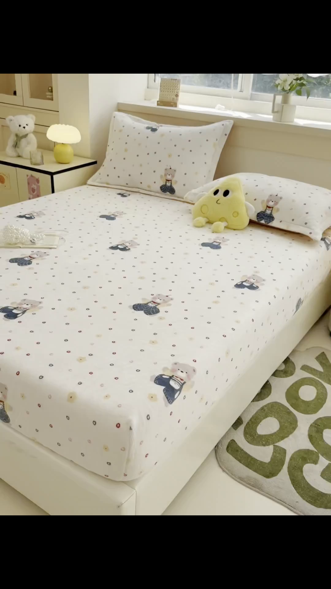 91家纺网 家纺一手货源 找家纺 金盛纺 2025新款高克重牛奶绒印花系列单床笠(可定制) 熊熊乐园