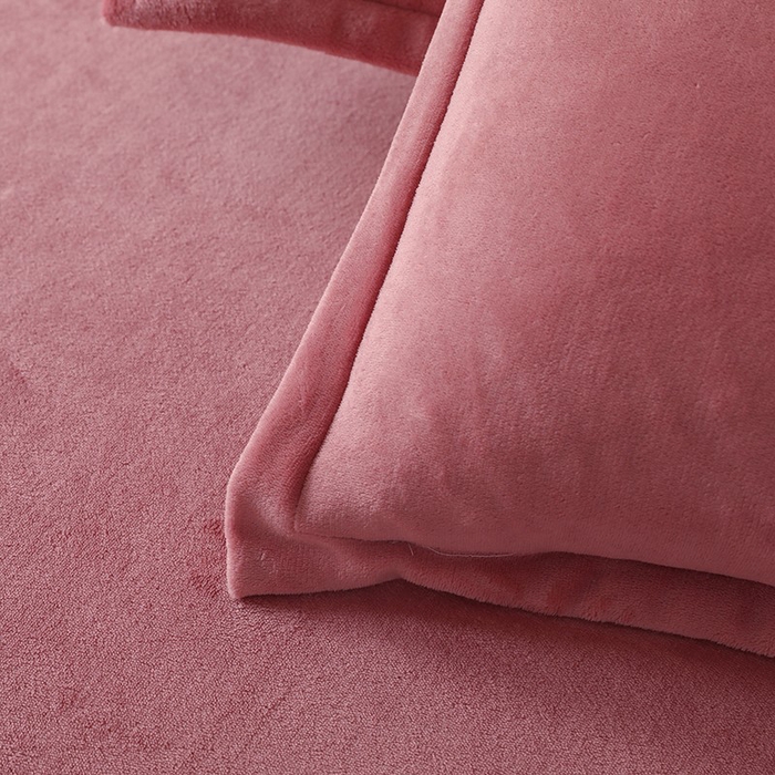 91家纺网 家纺一手货源 找家纺 优家居 2025秋冬高克重牛奶绒四件套纯色简约日式风床单款被套 浅豆沙