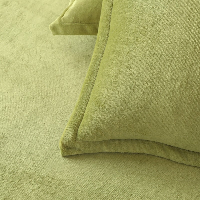 91家纺网 家纺一手货源 找家纺 优家居 2025秋冬高克重牛奶绒四件套纯色简约日式风床单款被套 清新绿