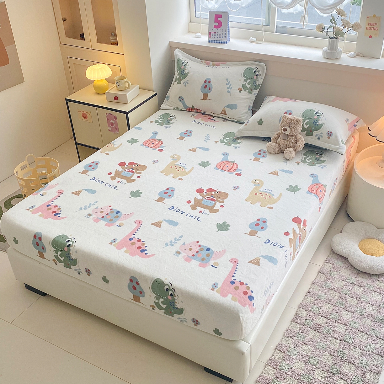 91家纺网 家纺一手货源 找家纺 （总）金盛纺 2025新款高克重牛奶绒印花系列单床笠(可定制)