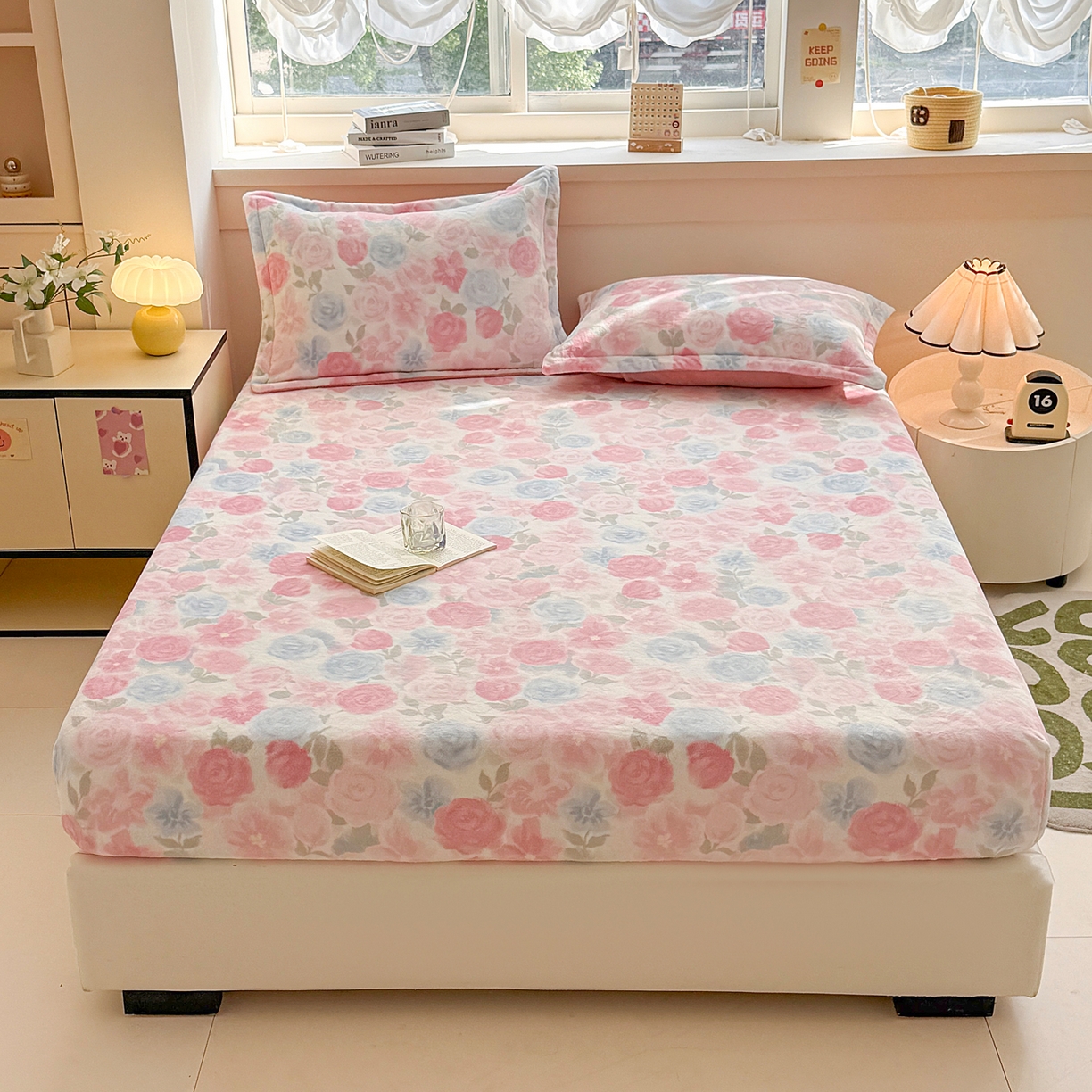 91家纺网 家纺一手货源 找家纺 （总）金盛纺 2025新款高克重牛奶绒印花系列单床笠(可定制)