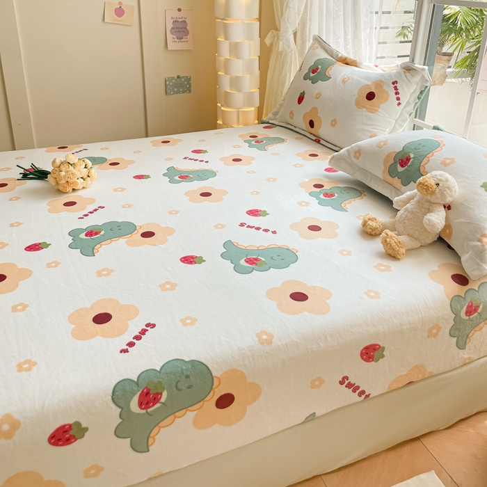 91家纺网 家纺一手货源 找家纺 金盛纺 2025新款高克重牛奶绒印花系列单床笠(可定制) 萌萌哒