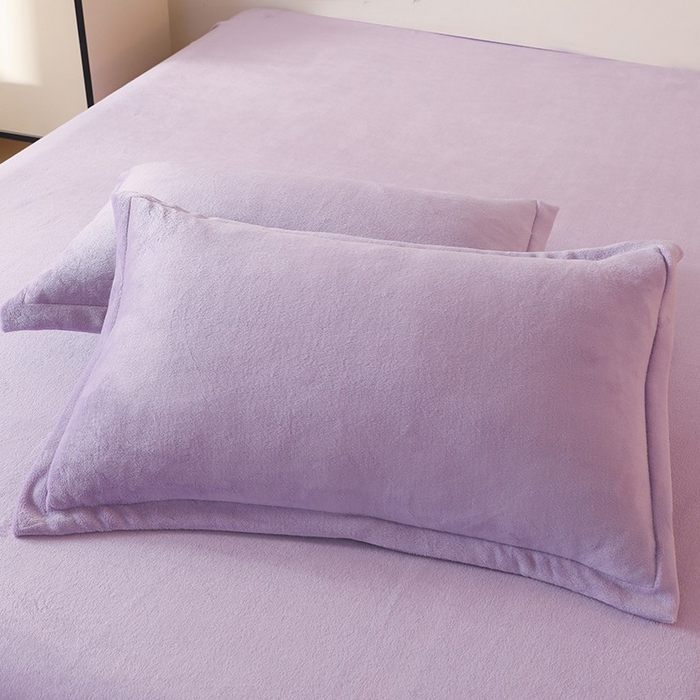 91家纺网 家纺一手货源 找家纺 优家居 2025秋冬高克重牛奶绒四件套纯色简约日式风床单款被套 香芋紫