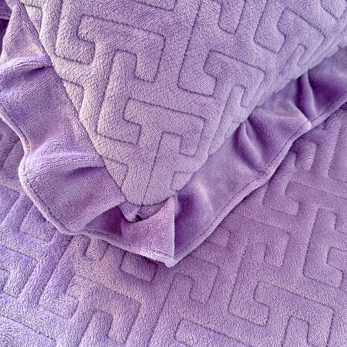 91家纺网 家纺一手货源 找家纺 优家居 2025秋冬高克重牛奶绒夹棉床盖四件套纯色蕾丝边花边刺绣法式公主风床裙款被套床罩夹棉床裙 香芋紫