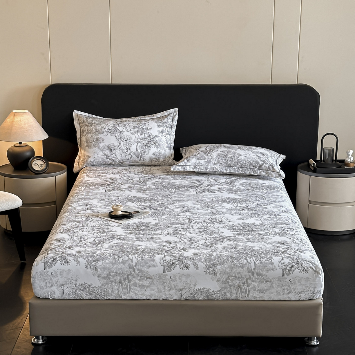 91家纺网 家纺一手货源 找家纺 大柏树 2025新款亲肤舒适全棉纯棉磨单床笠 床笠单件 浮生灰