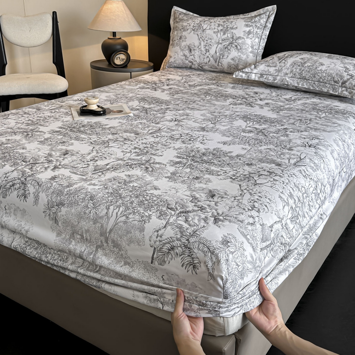 91家纺网 家纺一手货源 找家纺 大柏树 2025新款亲肤舒适全棉纯棉磨单床笠 床笠单件 浮生灰