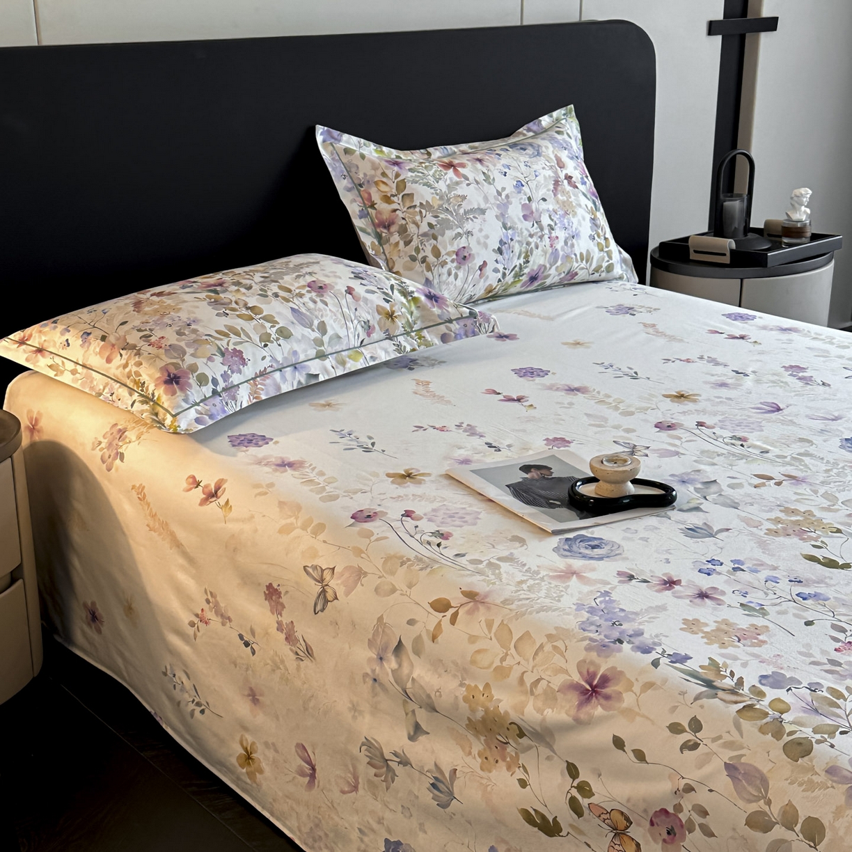 91家纺网 家纺一手货源 找家纺 大柏树 2025新款亲肤舒适全棉纯棉磨单床笠 床笠单件 花笺集米白