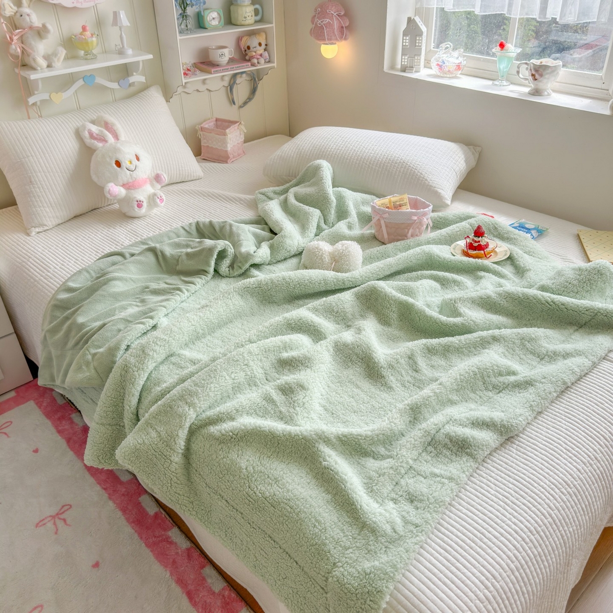 91家纺网 家纺一手货源 找家纺 （总）顾里家纺 2025新款韩系糯叽叽纯色羊羔绒毯毯子