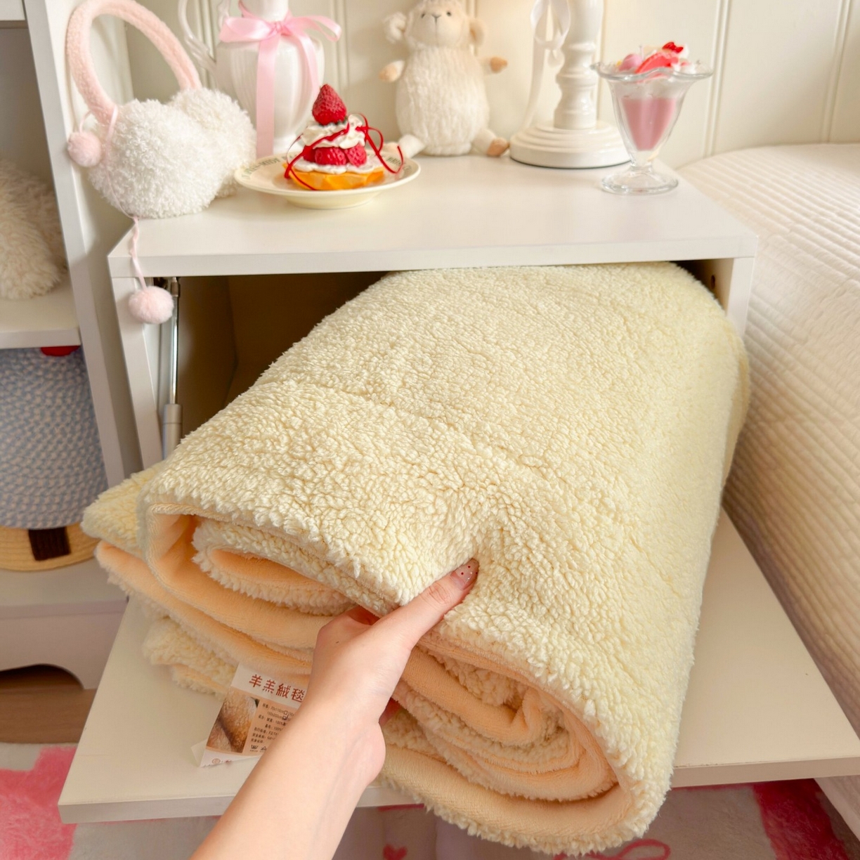 91家纺网 家纺一手货源 找家纺 顾里家纺 2025新款韩系糯叽叽纯色羊羔绒毯毯子 芝士黄