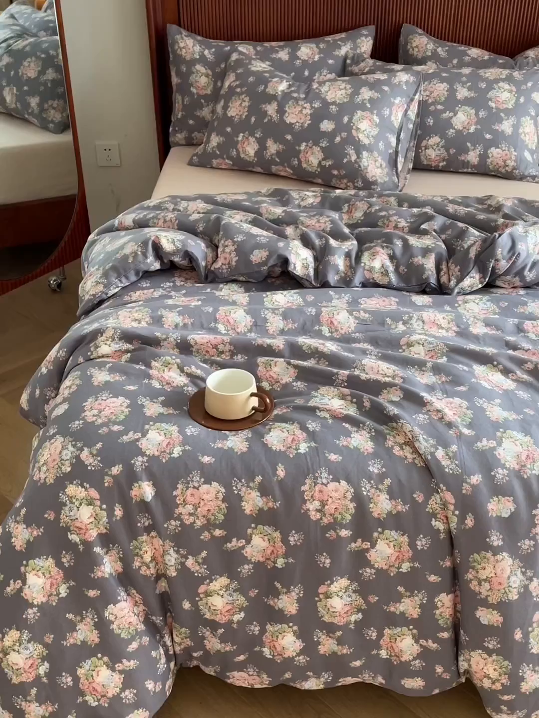 91家纺网 家纺一手货源 找家纺 （总）典曼家纺 2025新款A类母婴级抗菌有氧双层纱亲肤小清新印花三件套四件套