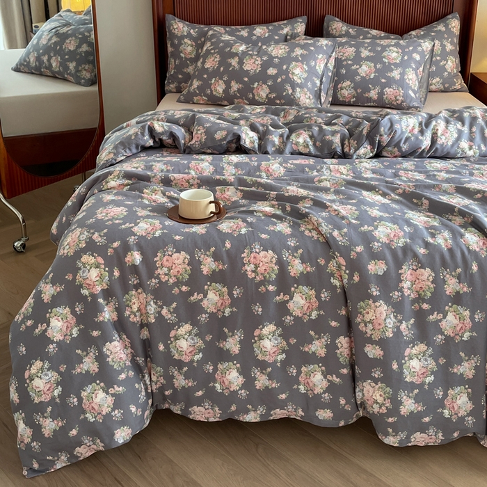 91家纺网 家纺一手货源 找家纺 （总）典曼家纺 2025新款A类母婴级抗菌有氧双层纱亲肤小清新印花三件套四件套