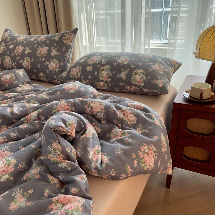 91家纺网 家纺一手货源 找家纺 （总）典曼家纺 2025新款A类母婴级抗菌有氧双层纱亲肤小清新印花三件套四件套