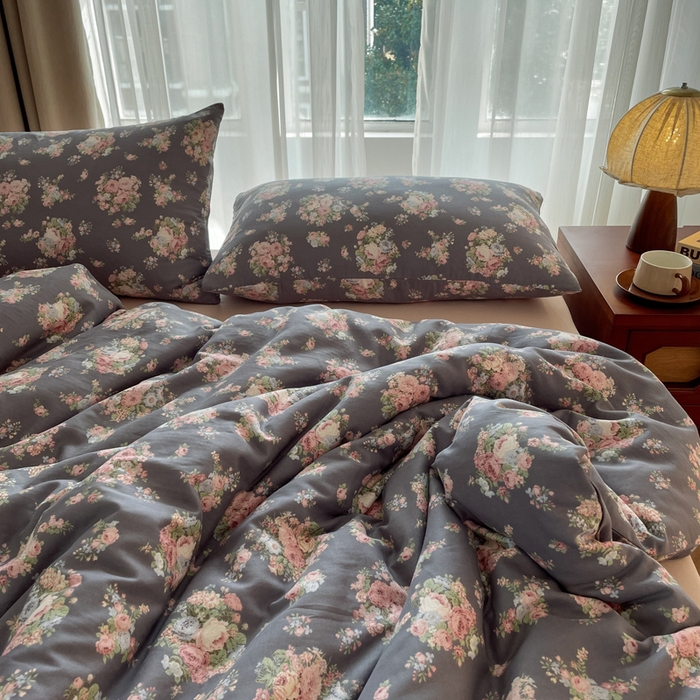 91家纺网 家纺一手货源 找家纺 （总）典曼家纺 2025新款A类母婴级抗菌有氧双层纱亲肤小清新印花三件套四件套