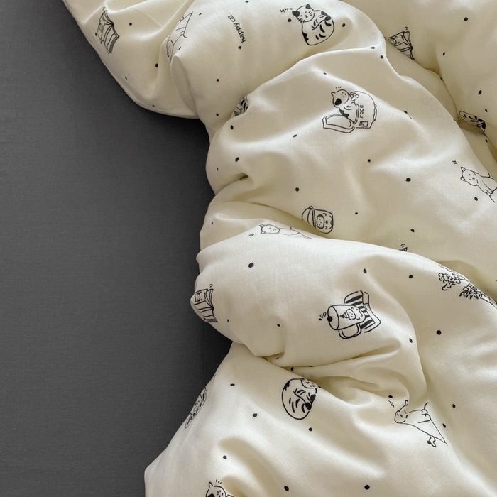 91家纺网 家纺一手货源 找家纺 （总）典曼家纺 2025新款A类母婴级抗菌有氧双层纱亲肤小清新印花三件套四件套