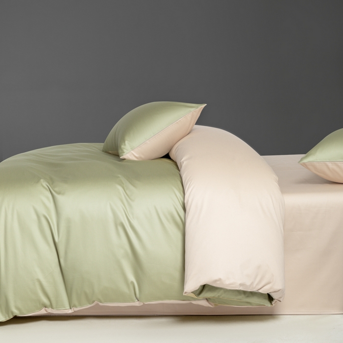 91家纺网 家纺一手货源 找家纺 栩裕纺织 2025新款长绒棉经典双拼四件套-孚星 孚星-抹茶绿