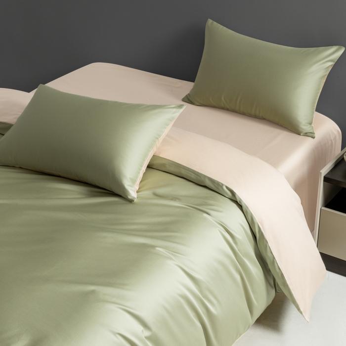 91家纺网 家纺一手货源 找家纺 栩裕纺织 2025新款长绒棉经典双拼四件套-孚星 孚星-抹茶绿