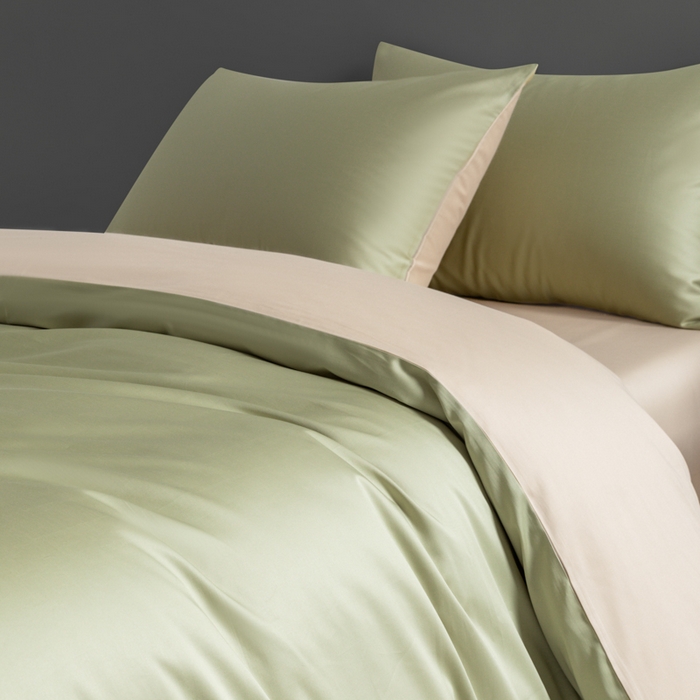 91家纺网 家纺一手货源 找家纺 栩裕纺织 2025新款长绒棉经典双拼四件套-孚星 孚星-抹茶绿
